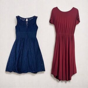 Navy and Burgundy Dresses Set - Dress Bundle